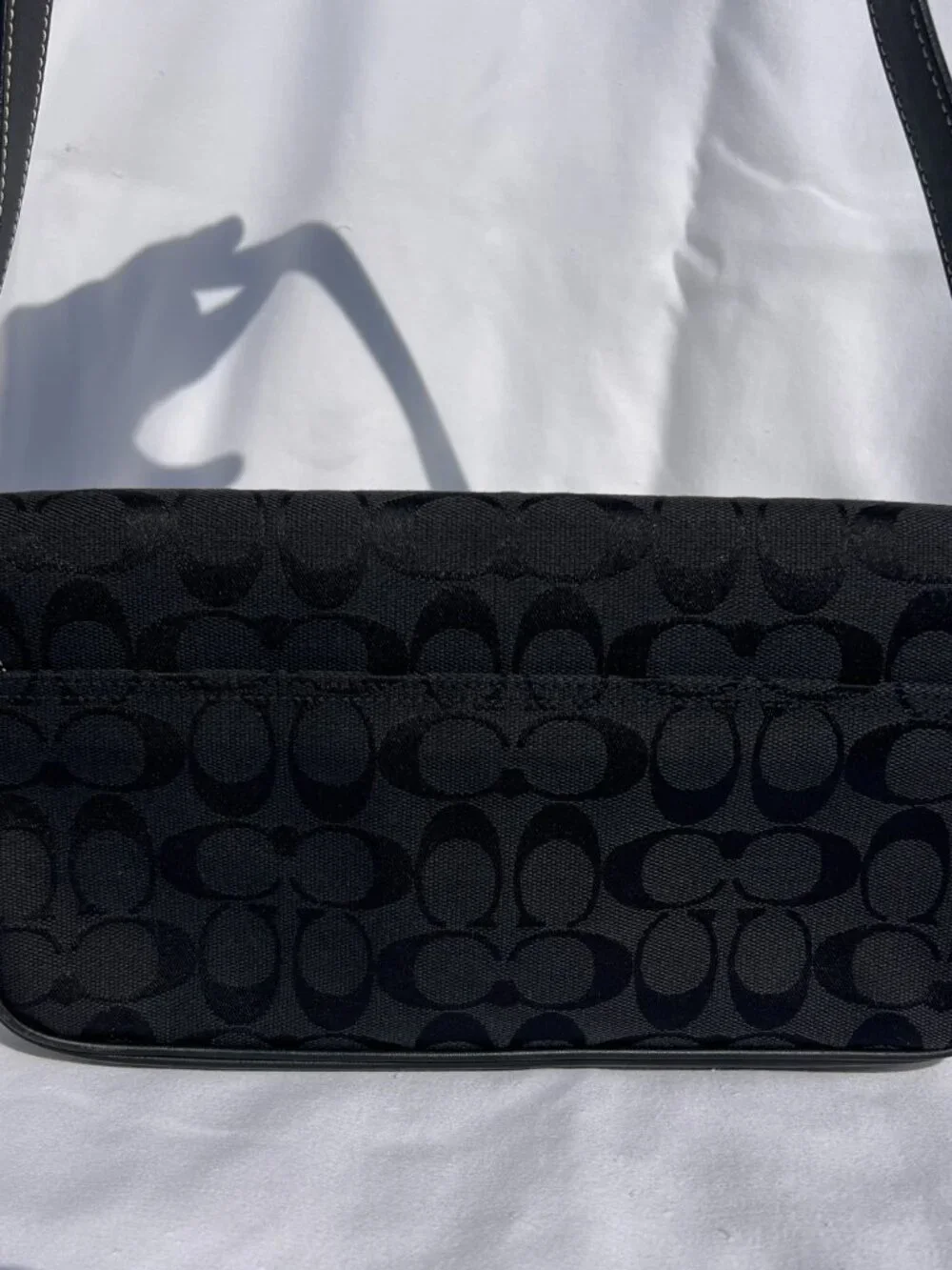 Coach Black Jacquard Monogram Canvas Shoulder Bag 6095